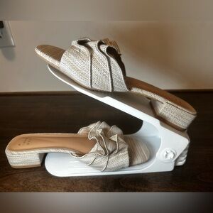 Women's Lyta Raffia Ruffle Sandals Beige - A New Day - SIZE 8